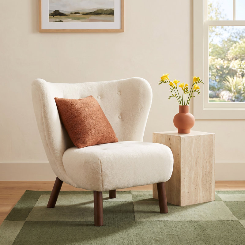 Cadwell Upholstered Wingback Chair, Ivory