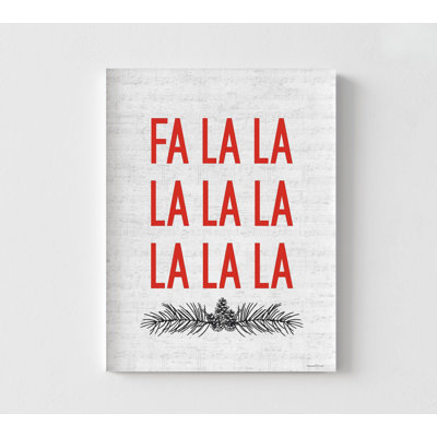 Fa La La La La Wall Art Joyful Christmas Minimalist Typography Print Xmas Song Carol Lyric Festive Holiday Poster Entryway Decoration