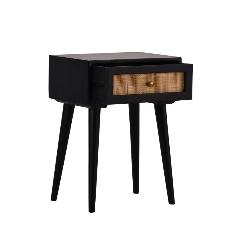 Orlanda 18'' W Solid Wood Nightstand, Black/Brown
