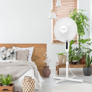 16" Oscillating Digital Stand Fan with Capacitive Touch, 3 Speeds, Remote Control