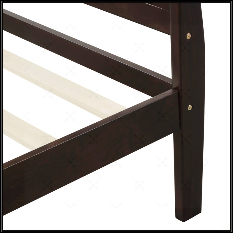 Lit plateforme avec base de lit en bois et lit-bateau, Espresso