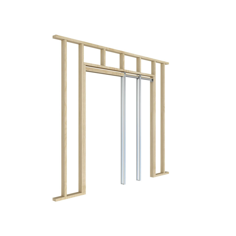 Soft Close and Open 24" to 36" Upright Universal Lightweight Pocket Door Frame for 2" x 4" Stud Wall,  84'' H x 36'' W 