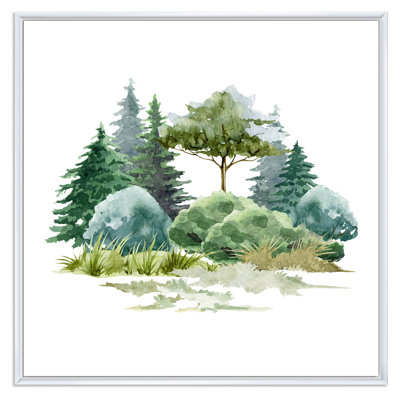 Nature, pelouse de forêt naturelle, brousse d'arbres, herbe II - peinture sur toile