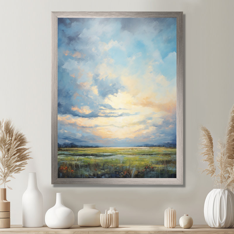 «Alshat Meadow Bold Horizon III», art mural sur toile Meadow, Cadre simple argenté, H 44 po x l 34 po x P 1,5 po