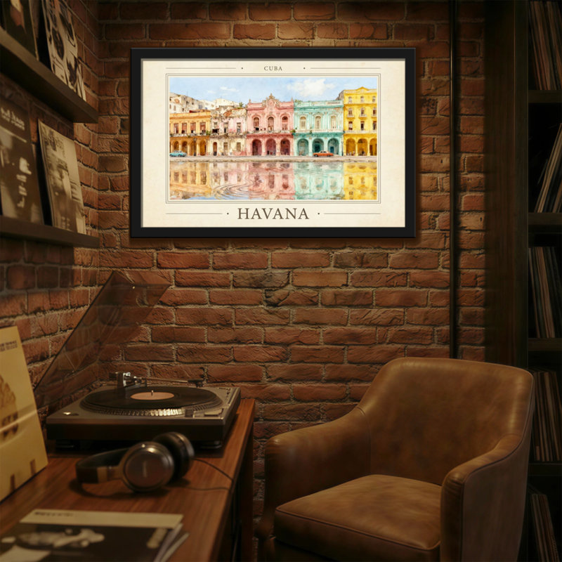 «Scenic & Cityscapes Cuba Havana», impression d'art de bâtiments colorés, H 16 po x l 24 po