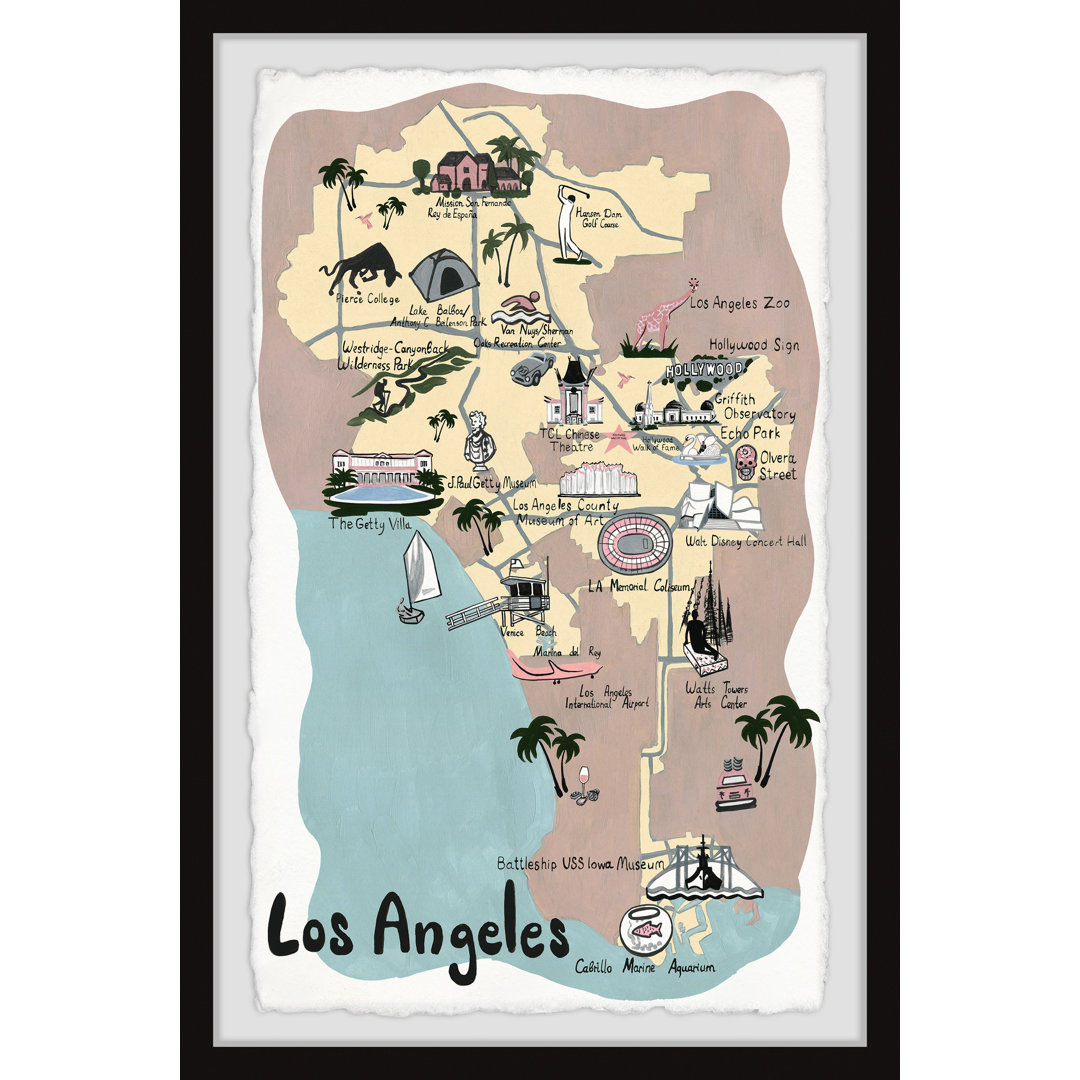 " Illustrated Map Of Los Angeles II " by Marmont Hill Trinx 