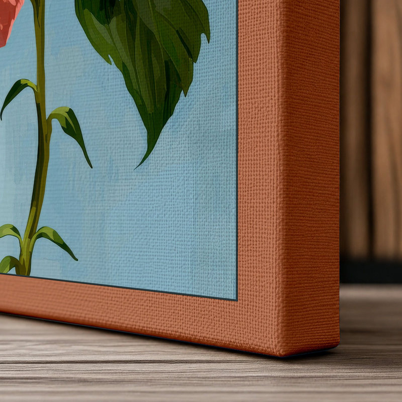 Hibiscus Study Botanical - Wrapped Canvas, 30x20 - 76.2 x 50.8 cm, Terracotta Border
