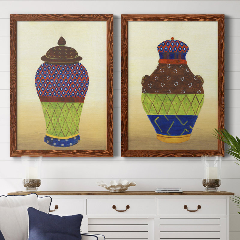 «Marrakech Urn I», ensemble de 2 reproductions d'art, H 44 po x l 31 po x P 1 po, Toile avec cadre érable, Pas de tapis