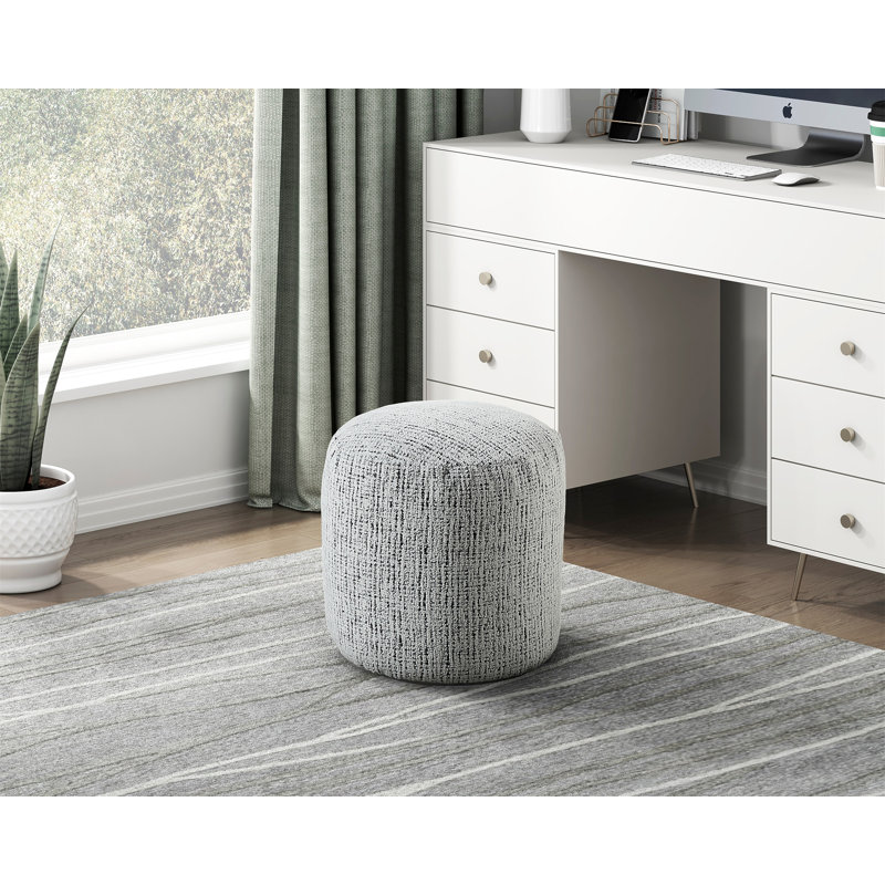 Repose-pieds cylindrique rembourré en tissu de chenille