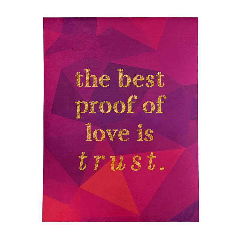 Tapis en simili-gemme love & trust quote, Rectangle 5 pi x 7 pi