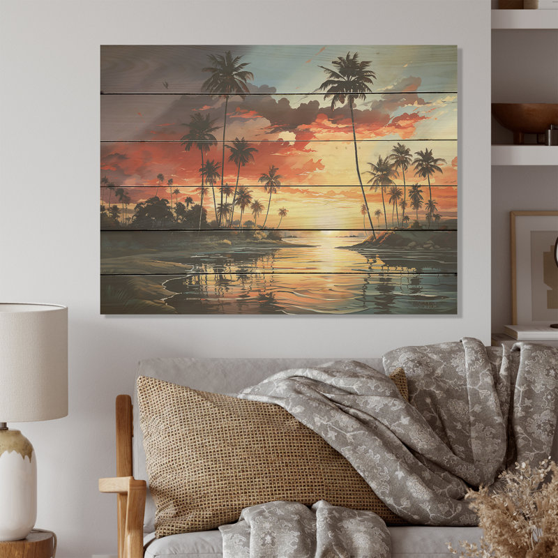 Palmiers palmiers Serenity Sunset - palmiers et palmiers, art sur bois de pin naturel, H 10 po x l 20 po