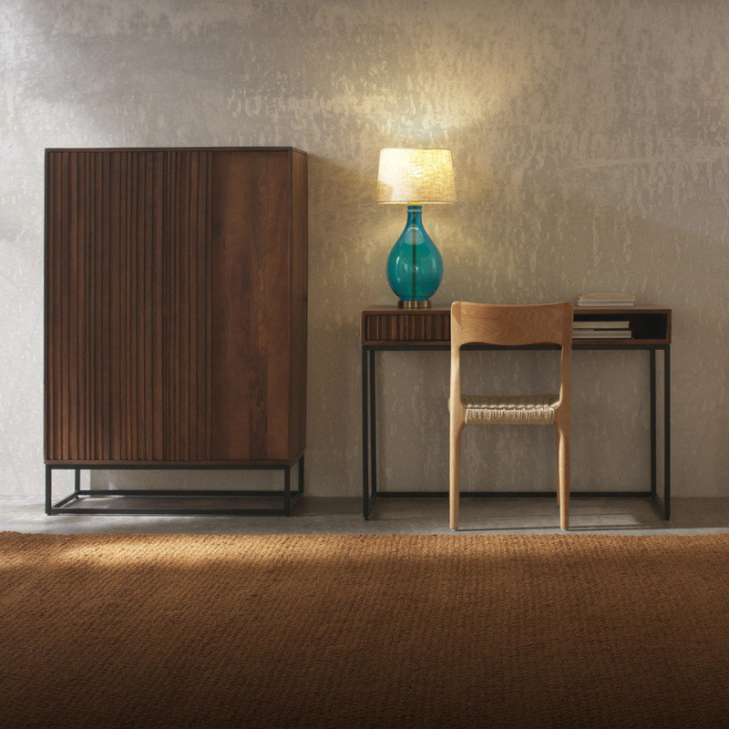 Aigne Solid Wood Top Metal Base Writing Desk