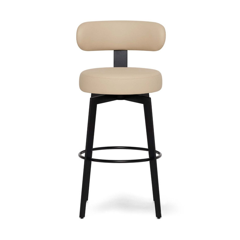 Clermont Stool, Bar Stool (29" Seat Height), Cream Latte Seat/Matte Black Frame