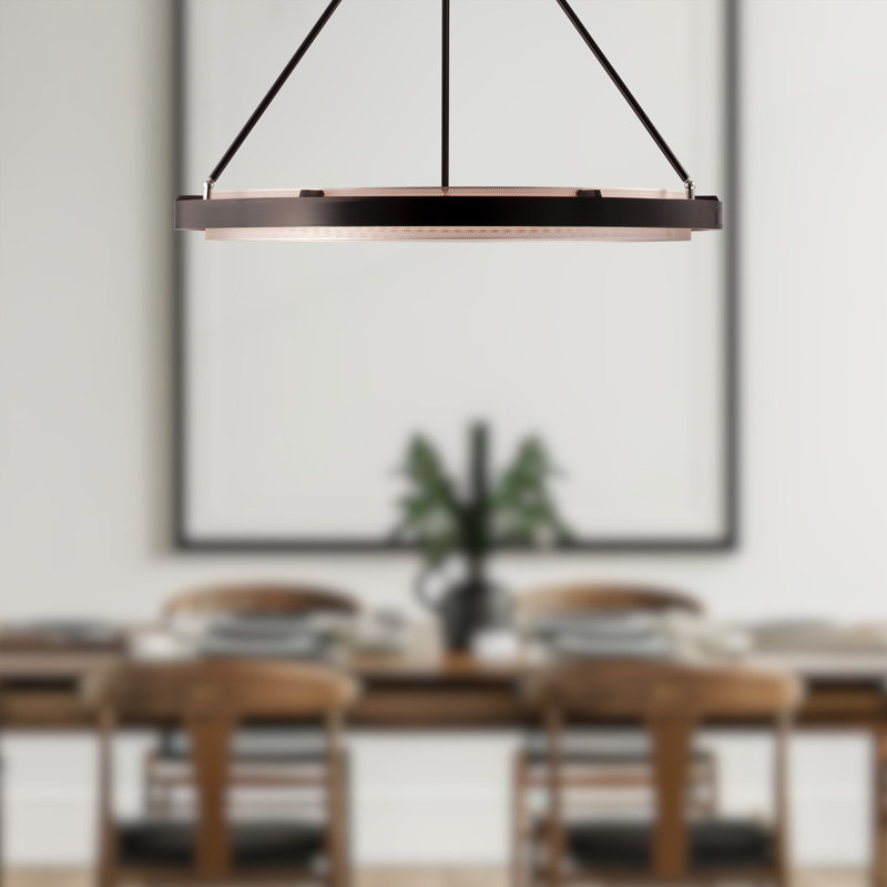 Duo 1 - Light LED Pendant, 26.25" H x 31.5" W x 31.5" D, Gold Shimmer