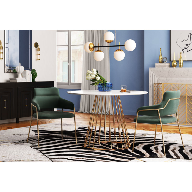 Naledi Velvet Upholstered Dining Chairs, Green