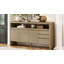 60" 3-Door Sideboard With 3 Drawers - Modern Solid Ash Veneer MDF Sideboard, Semi-Open Shelf & Centre Semi-Circular Cutout In Back Panel, Large Storage Cabinet-1050076855