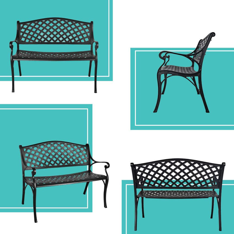 Banc de jardin en aluminium Nadal, Noir