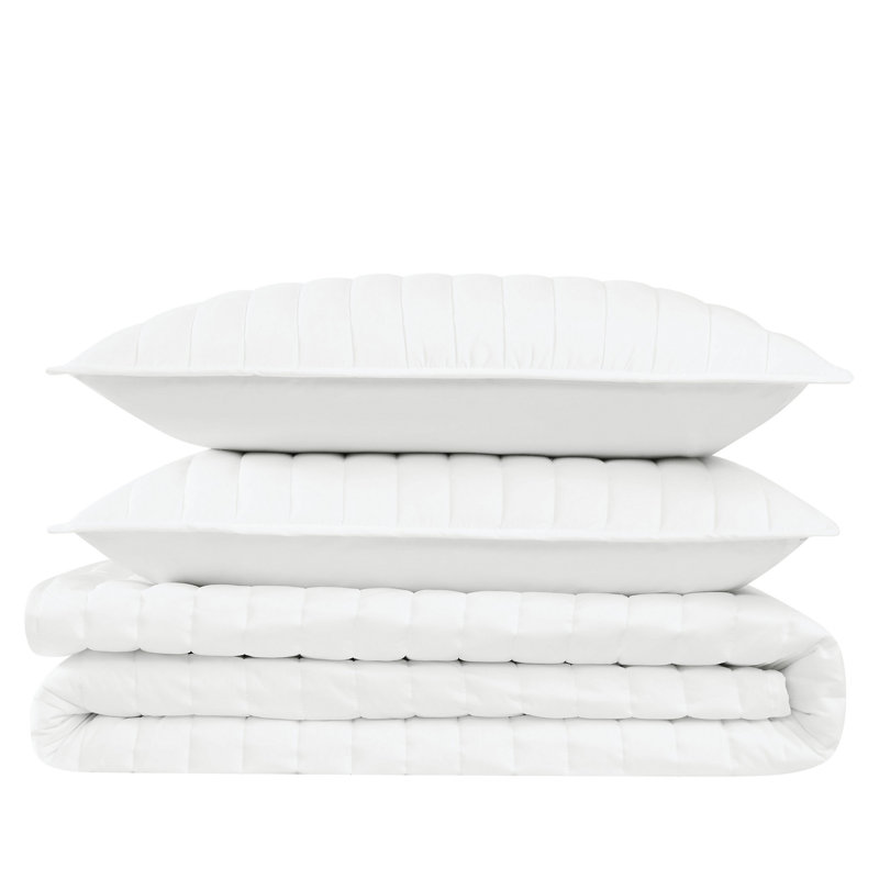 Cotton Standard Quilt, Full / Queen Quilt + 2 Standard Shams, White