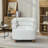 33.1'' Modern Upholstered Accent Chair, Ivory Barrel Chair with Wood Ball Legs
