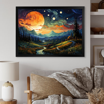 Colourful Northernlights Road To Infinity I - Landscapes Canvas Art Print