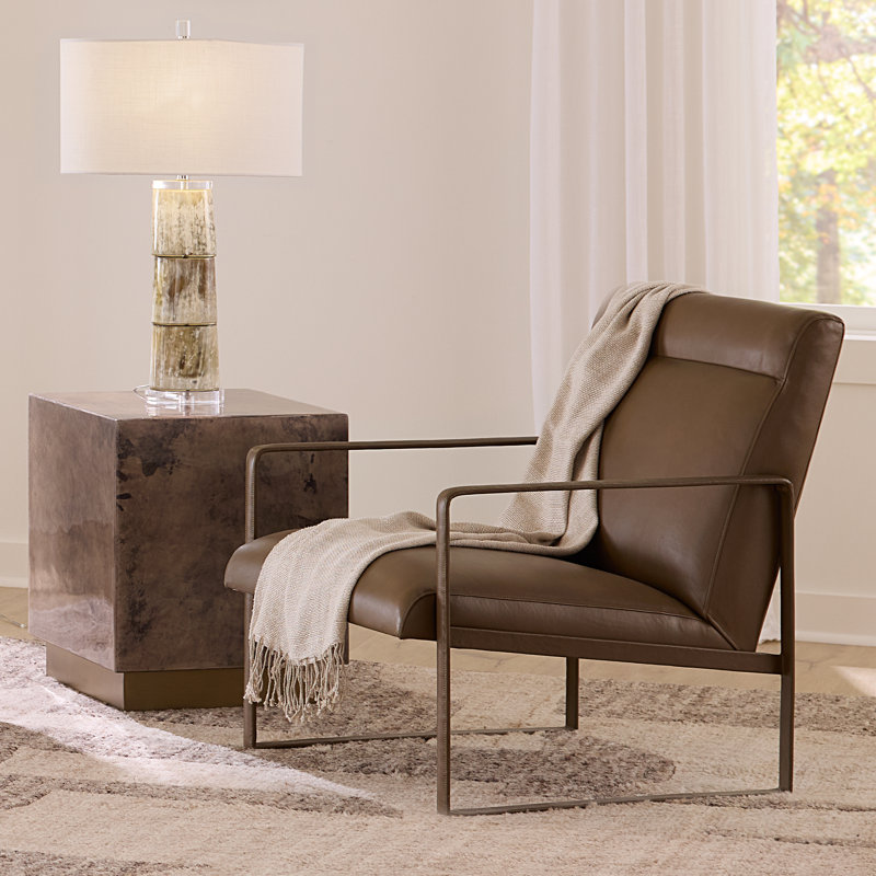 Hemingway Leather Accent Chair, Saddle, Truffle