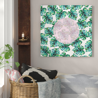 « monstera rose motif », impression sur toile