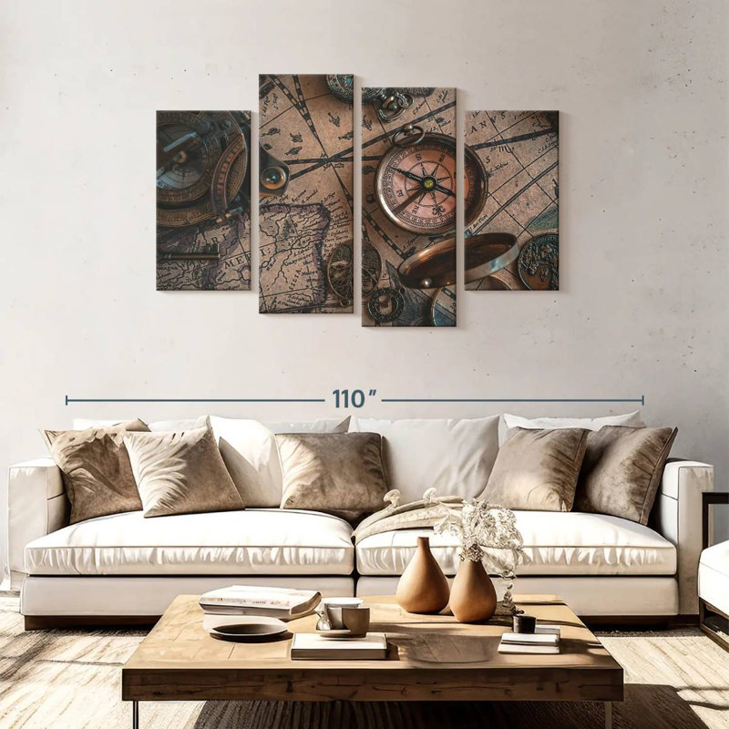Aletra Map Compass, 48" H x 75" W