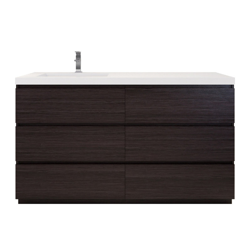Ensemble de meuble-lavabo simple 60 po Hardy, Chêne gris foncé