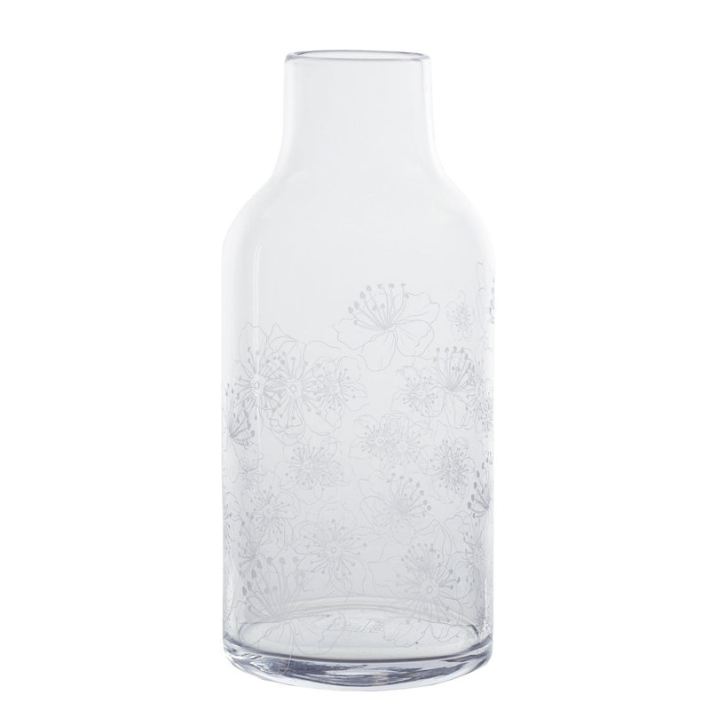 Vase de table en verre fait à la main - graphique de fleurs