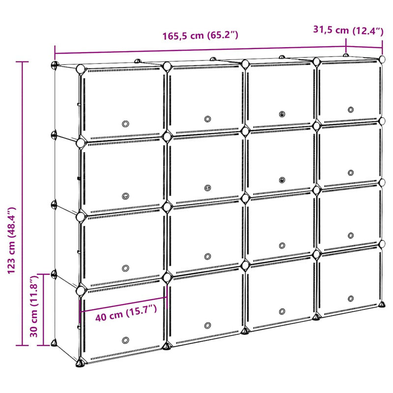 Stackable Shoe Storage, 93.5cm H x 165.5cm W x 31.5cm D
