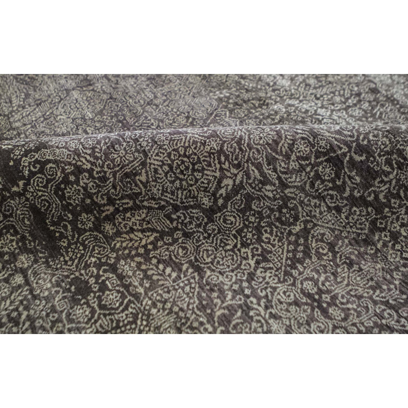 Tapis brun et crème noué à la main de haute qualité
