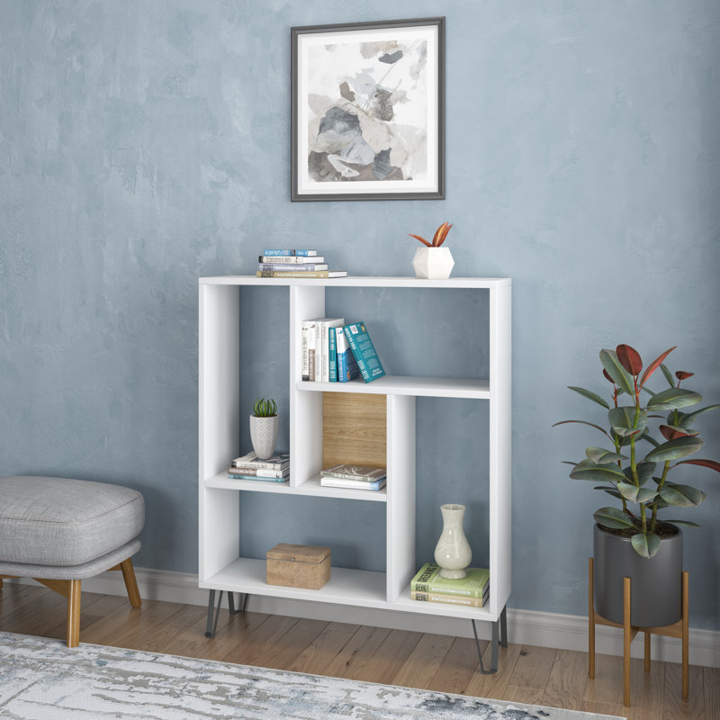 Jayvianna Geometric Bookcase, White/Oak