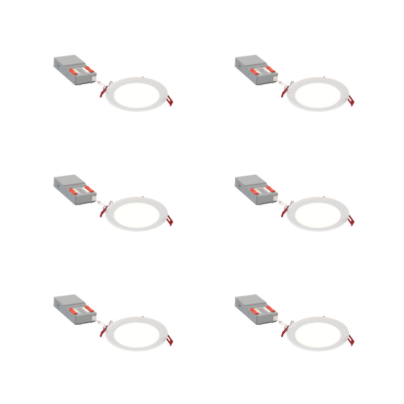 6'' Selectable Color Temperature 13 Watt Dimmable Air-Tight IC Rated LED Canless Recessed Lighting Kit