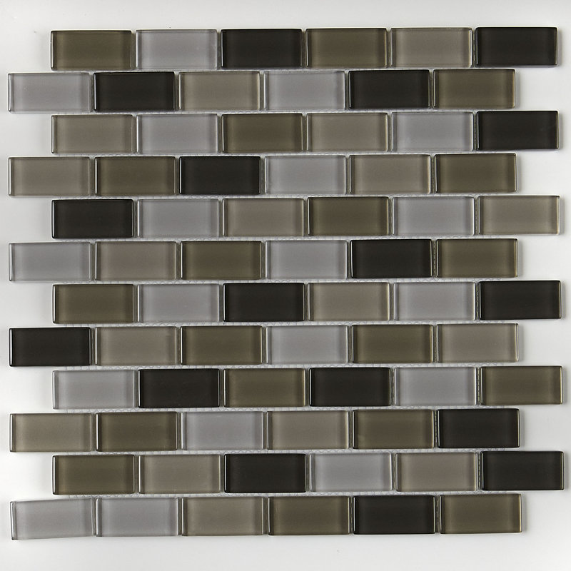 Color Wave 1" x 2" Glass Brick Joint Mosaic Field Tile in Winter Blues, Classic Soft Cashmere