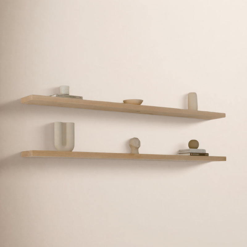 Nineveh Solid White Oak Floating Shelves, 2" H x 24" W x 10" D