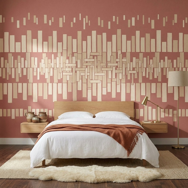 Papier peint moderne Mid Century, 160 po x 108 po, Peler et coller