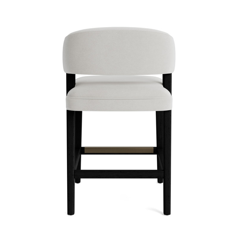 Keane Bar Stool, Performance Velvet - Silver, Black, Counter Stool (25” Seat Height)