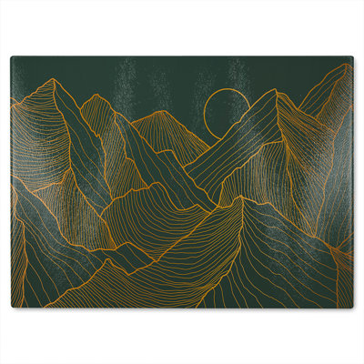 mountain line art Designer Glass Chopping Board