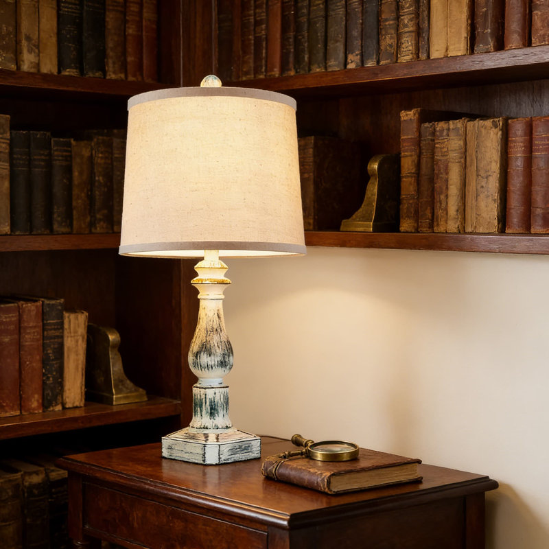Ensemble de 2 lampes de table de ferme avec ampoules à DEL, lampe de bureau en résine rustique pour table de chevet de chambre à coucher, salon, bureau à domicile et décor de vestibule