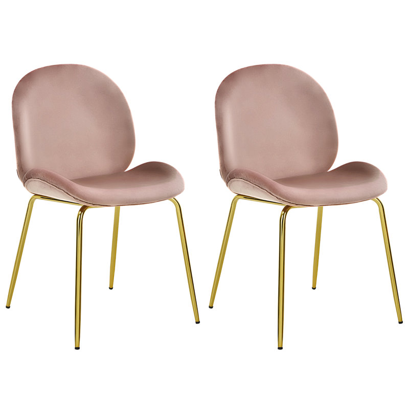 17'' H Velvet Upholstered Side Chair, Pink Velvet
