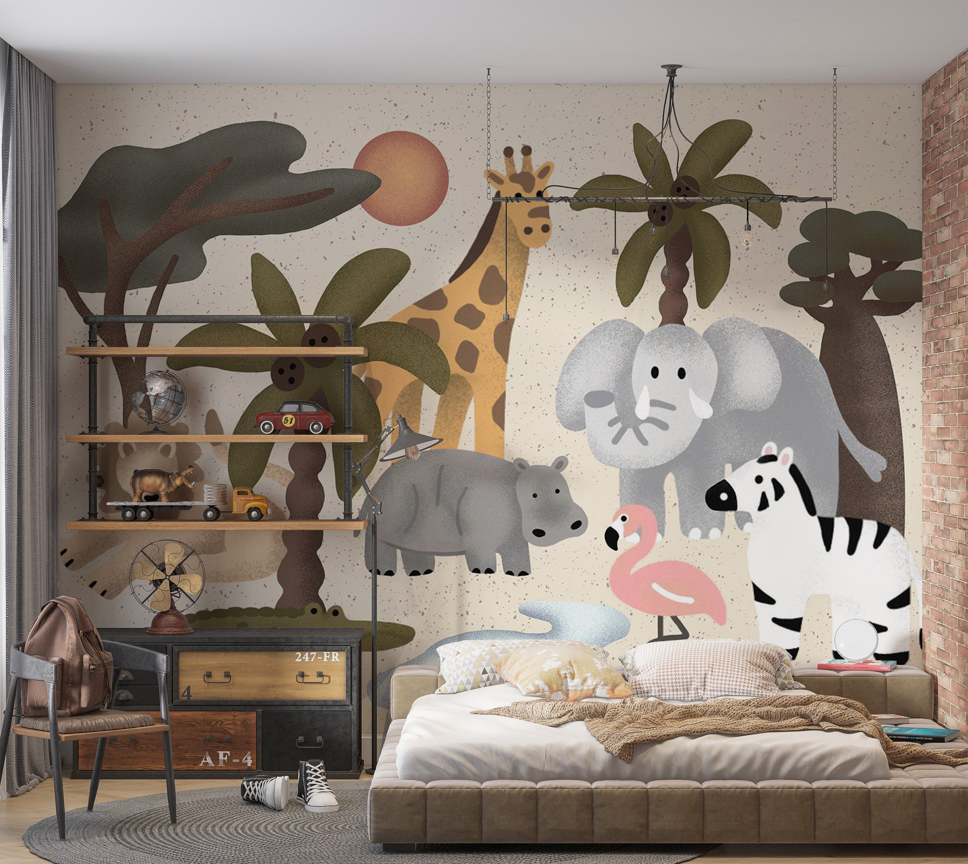 Indigo Safari Peel & Stick Kids Wall Mural - Jungle Animals - Wayfair ...