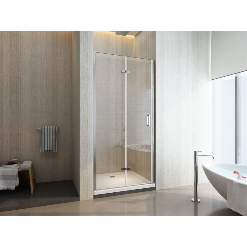 George-Henry 630mm - 665mm W x 1900mm H Bi-Fold Framed Shower Door with Clear Glass