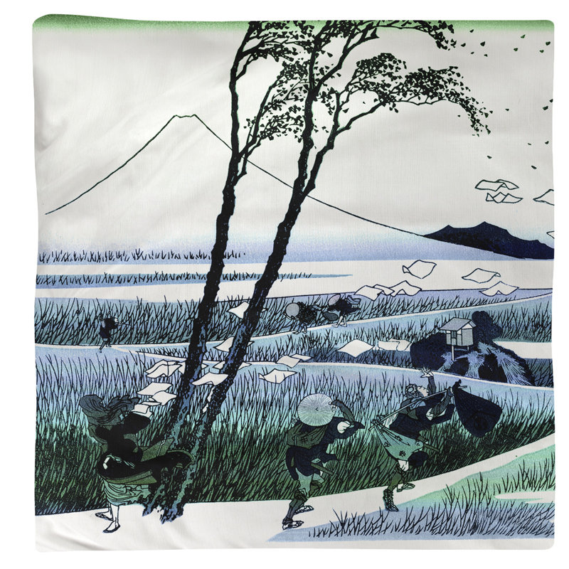 Serviette Katsushika Hokusai Ejiri dans la province de Suruga, Bleu / Vert