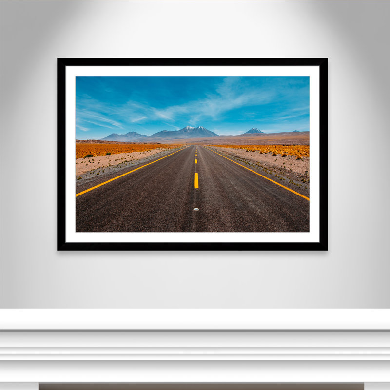 " Road Trip " Print, 35" H x 49" W x 1.25" D, Black Cube Frame, White