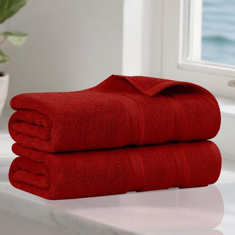  Smart Quick-Dry Zero Twist Cotton Bath Sheets, Set Of 2, Crimson