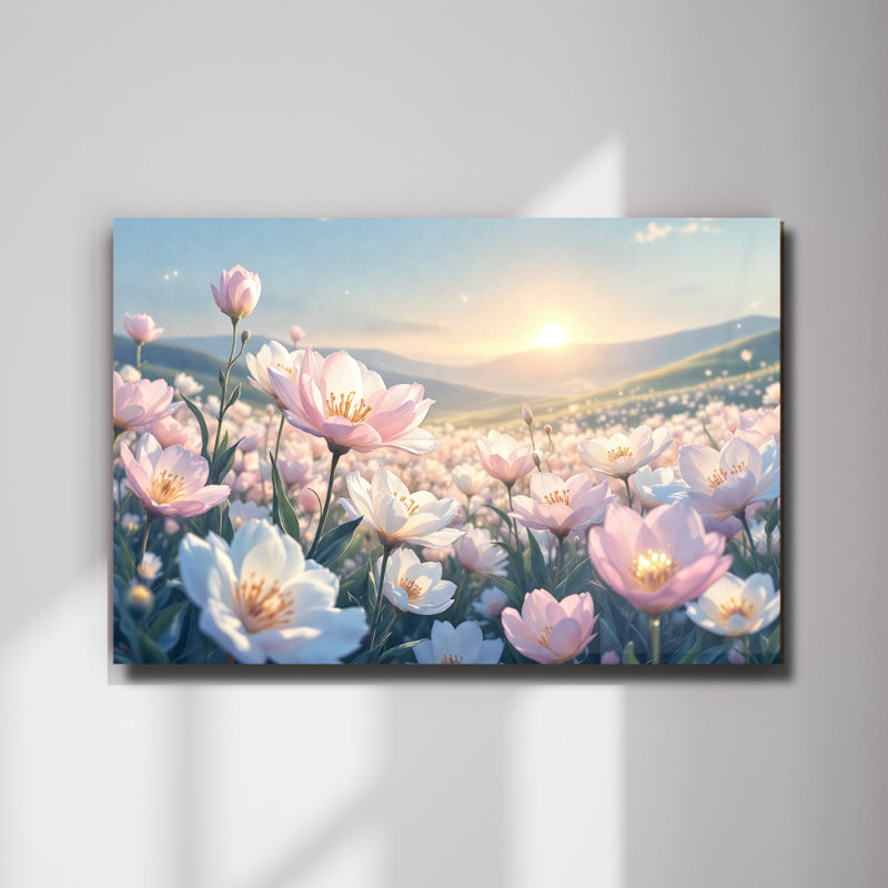 Art mural en verre trempé Wildflower Field, 12" H x 16" W