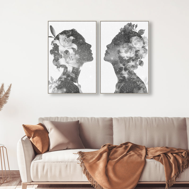Nocturne Bloom Set Set by Oliver Gal, 46" H x 31" W, Silver Floater Frame