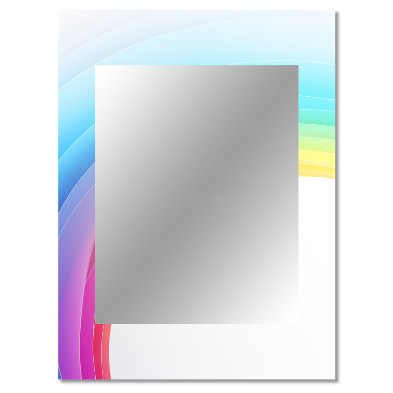 Rainbow Whispering Spectrum I - miroir décoratif de formes abstraites, miroir mural mauve, impression d'art en métal