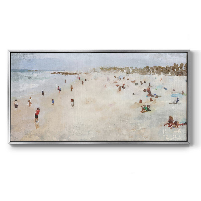 «Fun On the Beach I», toile tendue avec châssis, prête à être accrochée, Argent argent, H 21 po x l 41 po