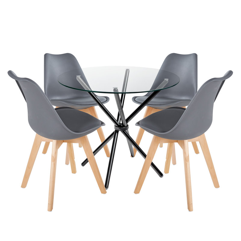 Rehm 4 - Person Dining Set, Grey, Black